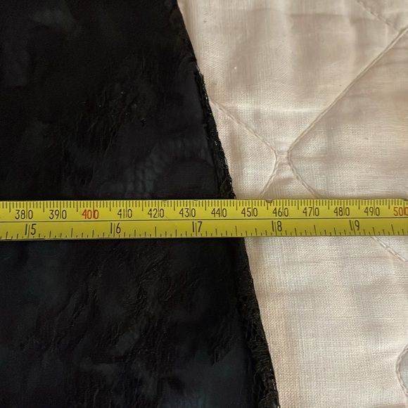 Elegant Lace Midi Dress Sweetheart Neckline Long Sleeve Sheer Satin Navy Blue M - Picture 15 of 16